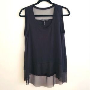 3/$30 BCBG Black Mesh Hi Low Tank Top size M